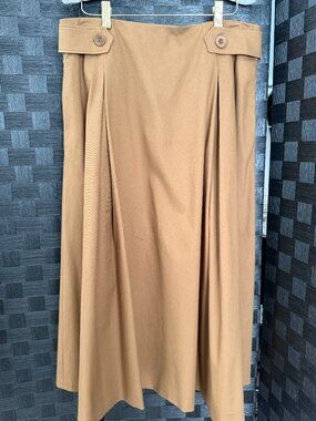 MaxMara Cotton Twill medium brown midi Skirt. US size 14.